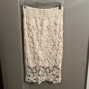 Kenar Size Small Lace Crochet Overlay Pencil Skirt